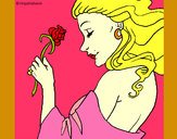Desenho Princesa com uma rosa pintado por dieineabre