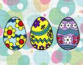 Desenho Três ovos de Páscoa pintado por Loli