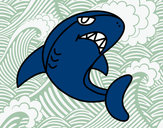 Desenho Tubarão nadando pintado por betitamill