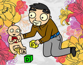 Desenho Pai jogando com o bebê pintado por Rayne