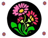 Desenho Gravado com flores pintado por lunalua