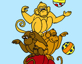 Desenho Macacos a fazer malabarismos pintado por Nadim