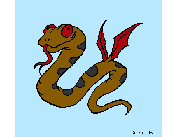 Desenho Serpente com asas pintado por Nadim