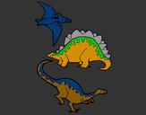 Desenho Três classes de dinossauros pintado por Nadim