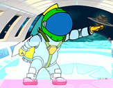 Desenho Astronauta com foguete pintado por STRAIOTO