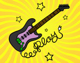 Desenho Guitarra e estrelas pintado por tatay
