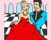 Desenho Princesa e príncipe no baile pintado por analicia