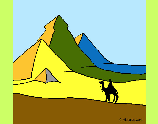 Desenho Paisagem com pirâmides pintado por 09edu