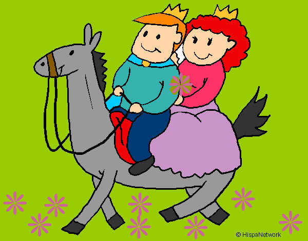 Desenho Príncipes a cavalo pintado por lupita
