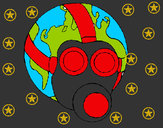 Desenho Terra com máscara de gás pintado por pedro7890