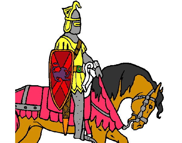 Desenho Cavaleiro a cavalo pintado por Escudo