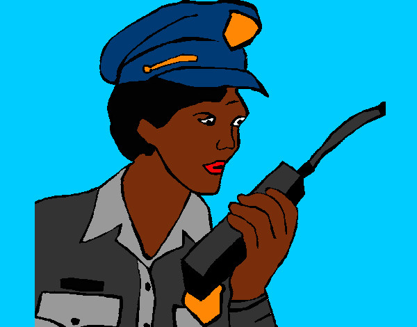 Desenho Polícia com um walkie pintado por ruam 