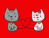Desenho Gatos apaixonados pintado por Angell