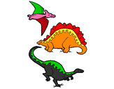 Desenho Três classes de dinossauros pintado por  kauacamil