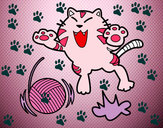 Desenho Gato brincalhão pintado por Aline18
