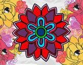 Desenho Mandala em forma flor weiss pintado por clar