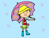 Desenho Menina com guarda-chuva pintado por EMILY2