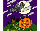Desenho Paisagem Halloween pintado por ImShampoo