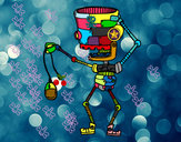 Desenho Robô com um rato pintado por Luisfecofi