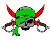 Desenho Símbolo pirata pintado por rock