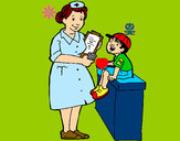 Desenho Enfermeira e menino pintado por Fabioloso