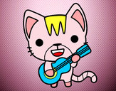 Desenho Gato guitarrista pintado por EMILY2