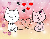 Desenho Gatos apaixonados pintado por joycemuniz