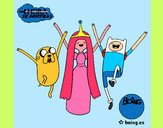 Desenho Jake, Princesa Bubblegum e Finn pintado por gigica