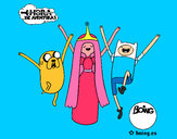 Desenho Jake, Princesa Bubblegum e Finn pintado por muii