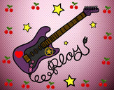 Desenho Guitarra e estrelas pintado por zion