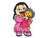 Desenho Menina com boneca pintado por tatilopes