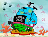 Desenho Navio de piratas pintado por telmo