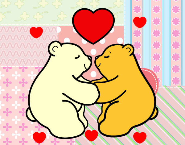 Desenho Os ursos polares amar pintado por raqueldani