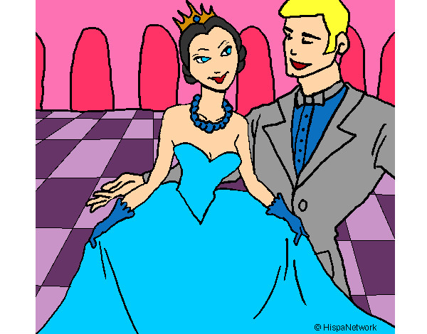 Desenho Princesa e príncipe no baile pintado por reandreoli