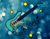 Desenho Guitarra e estrelas pintado por PapiSan