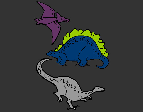 Desenho Três classes de dinossauros pintado por AHenryck