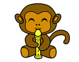 Desenho Macaco flautista pintado por Tini