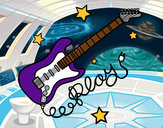Desenho Guitarra e estrelas pintado por isay