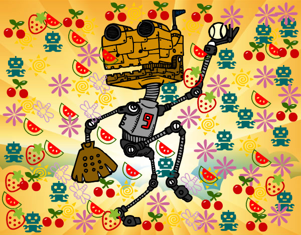 Desenho Robô jogando basebol pintado por guiscorbai