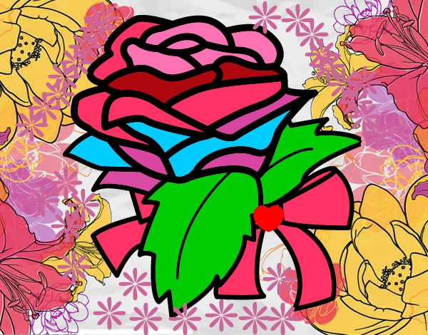 Desenho Rosa, flor pintado por anjinho