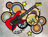 Desenho Guitarra e estrelas pintado por shaiani