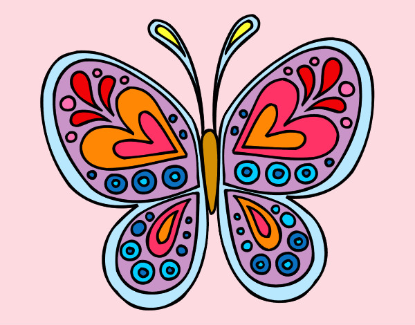 Desenho Mandala borboleta pintado por Tacha 