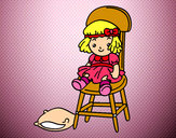 Desenho Boneca sentada pintado por Anielli 