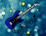 Desenho Guitarra e estrelas pintado por muii