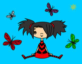 Desenho Menina com borboletas pintado por juju123