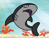 Desenho Tubarão nadando pintado por Nico