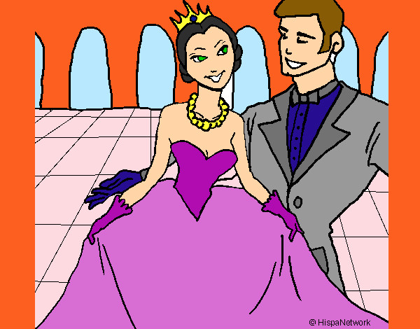 Desenho Princesa e príncipe no baile pintado por Kamyllynha