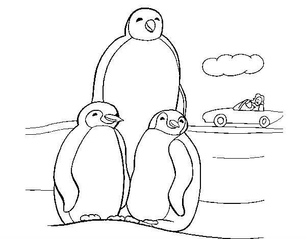 Desenho Familia pinguins pintado por Cass