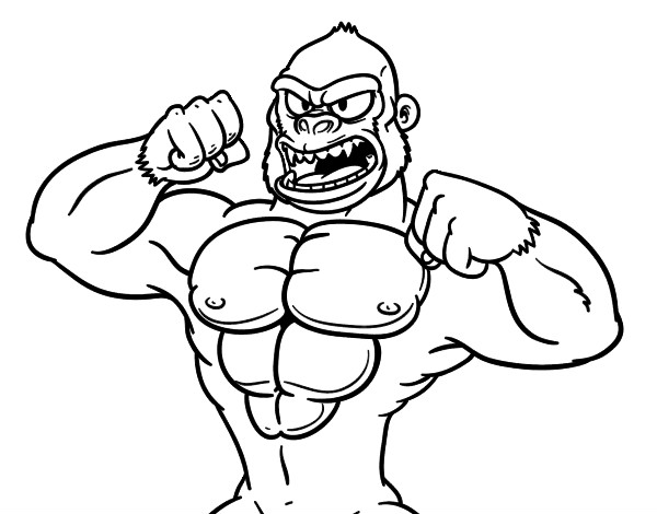 Desenho Gorila forte pintado por manovini