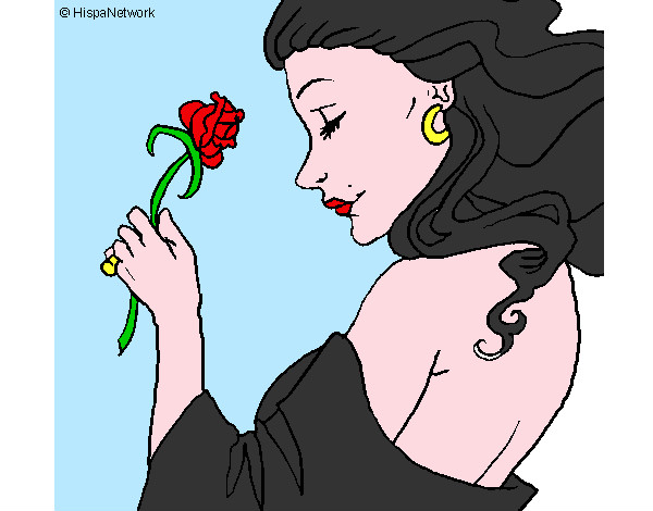 Desenho Princesa com uma rosa pintado por Renanzin